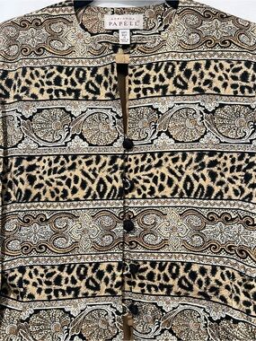 Adrianna Papell 100% Silk Animal Print Paisley short Jacket Size 4 Vintage